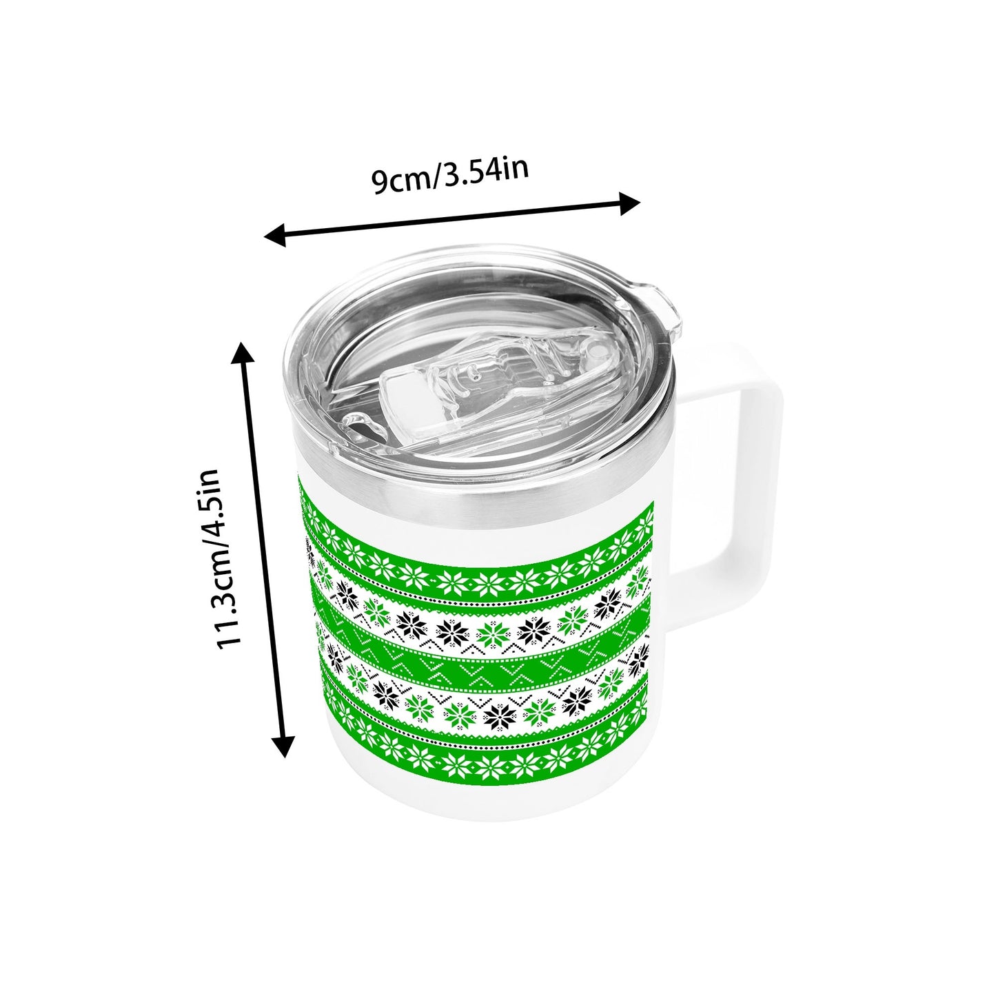 Ugly Sweater Motif – 12oz Stainless Steel Coffee Mug with Lid