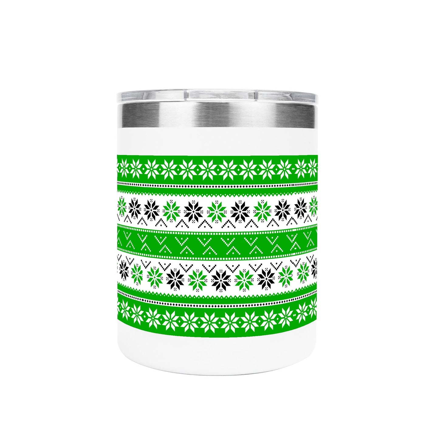 Ugly Sweater Motif – 12oz Stainless Steel Coffee Mug with Lid