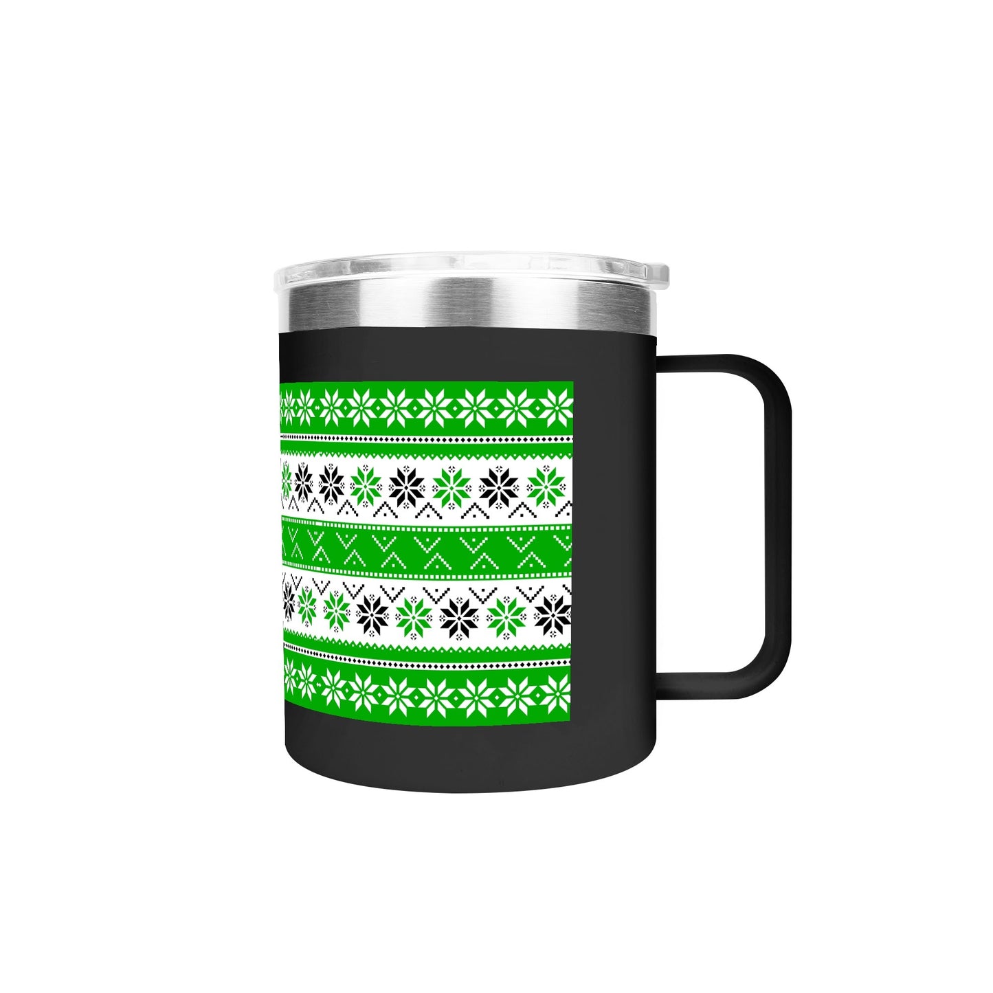 Ugly Sweater Motif – 12oz Stainless Steel Coffee Mug with Lid