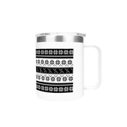 Ugly Sweater Motif – 12oz Stainless Steel Coffee Mug with Lid