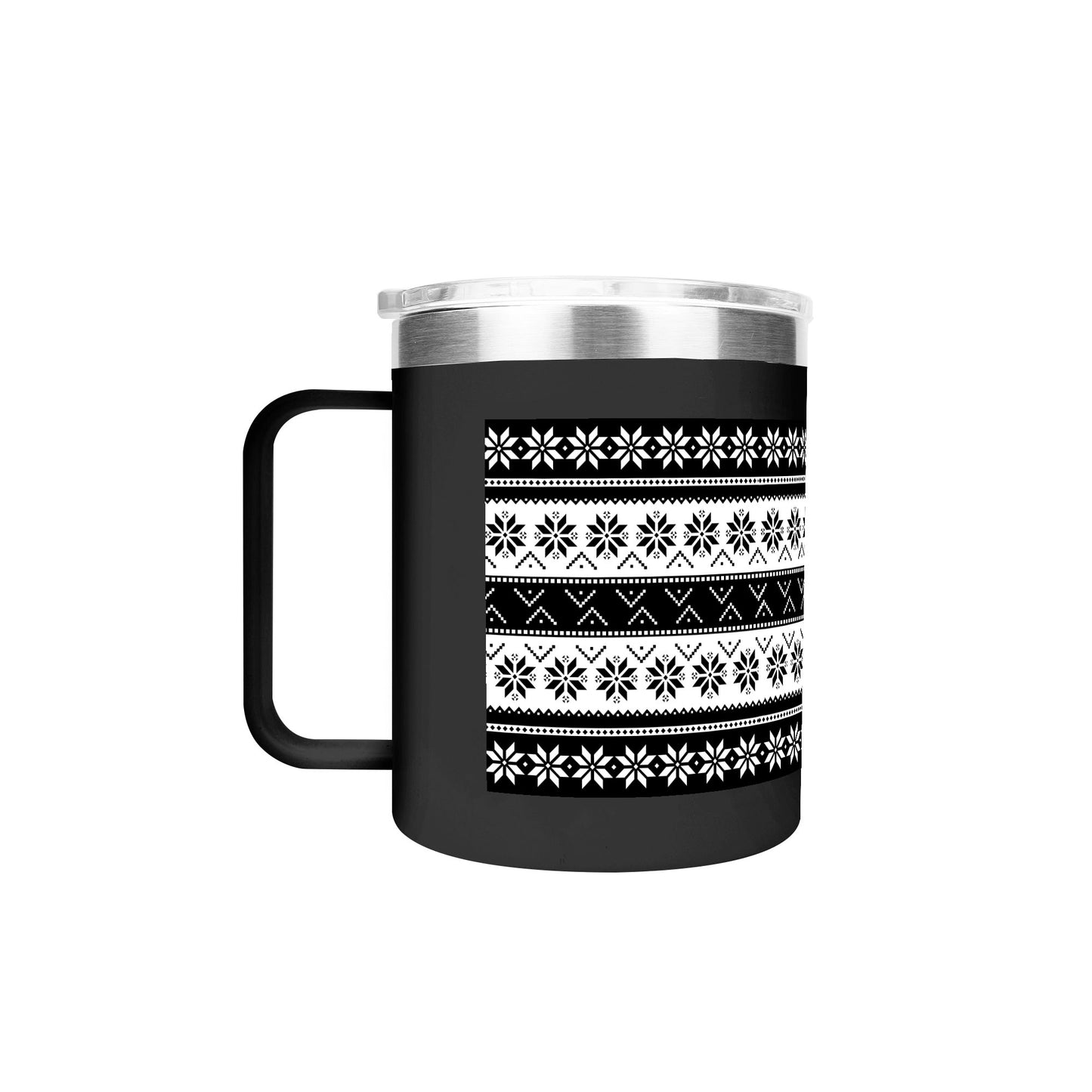 Ugly Sweater Motif – 12oz Stainless Steel Coffee Mug with Lid