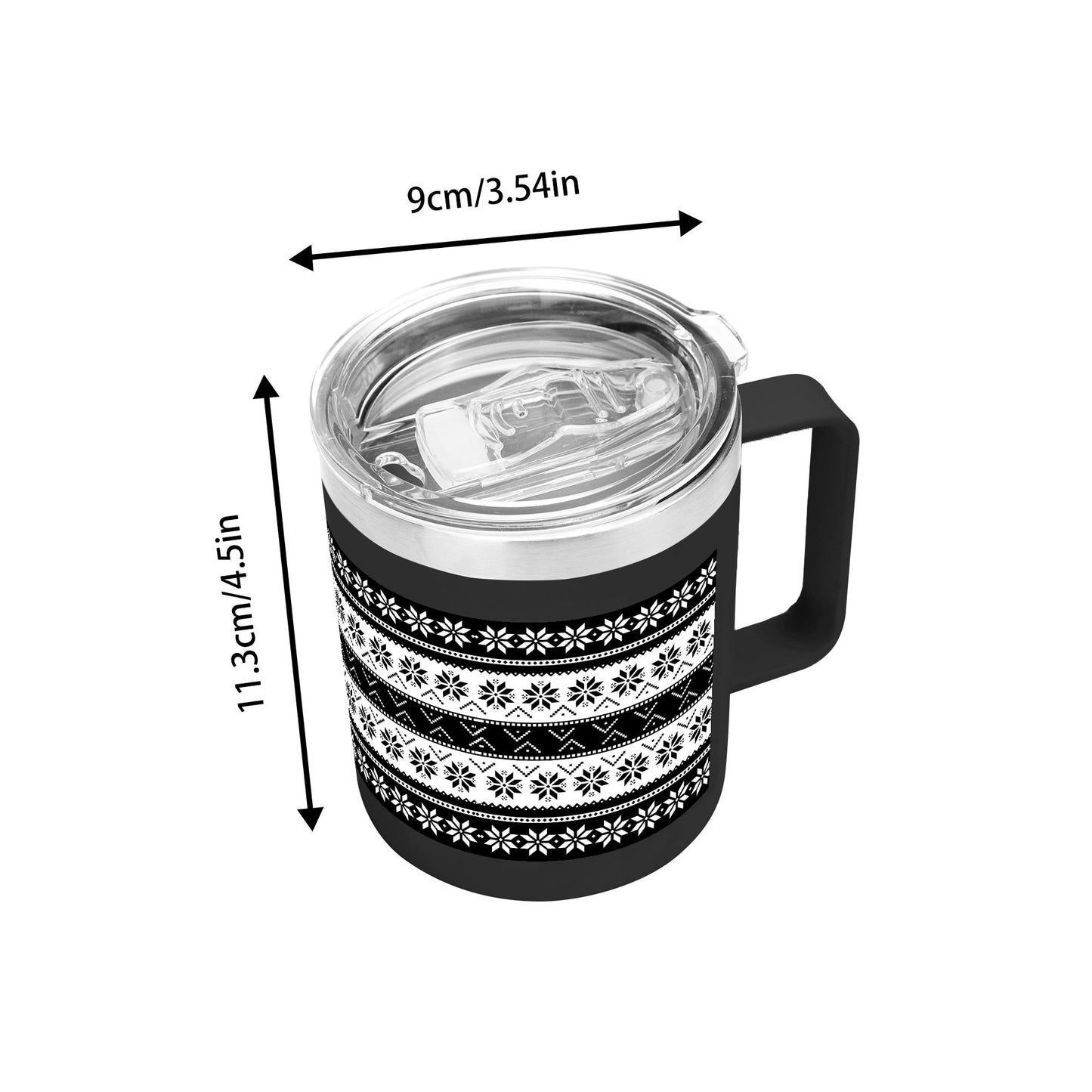 Ugly Sweater Motif – 12oz Stainless Steel Coffee Mug with Lid