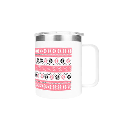 Ugly Sweater Motif – 12oz Stainless Steel Coffee Mug with Lid