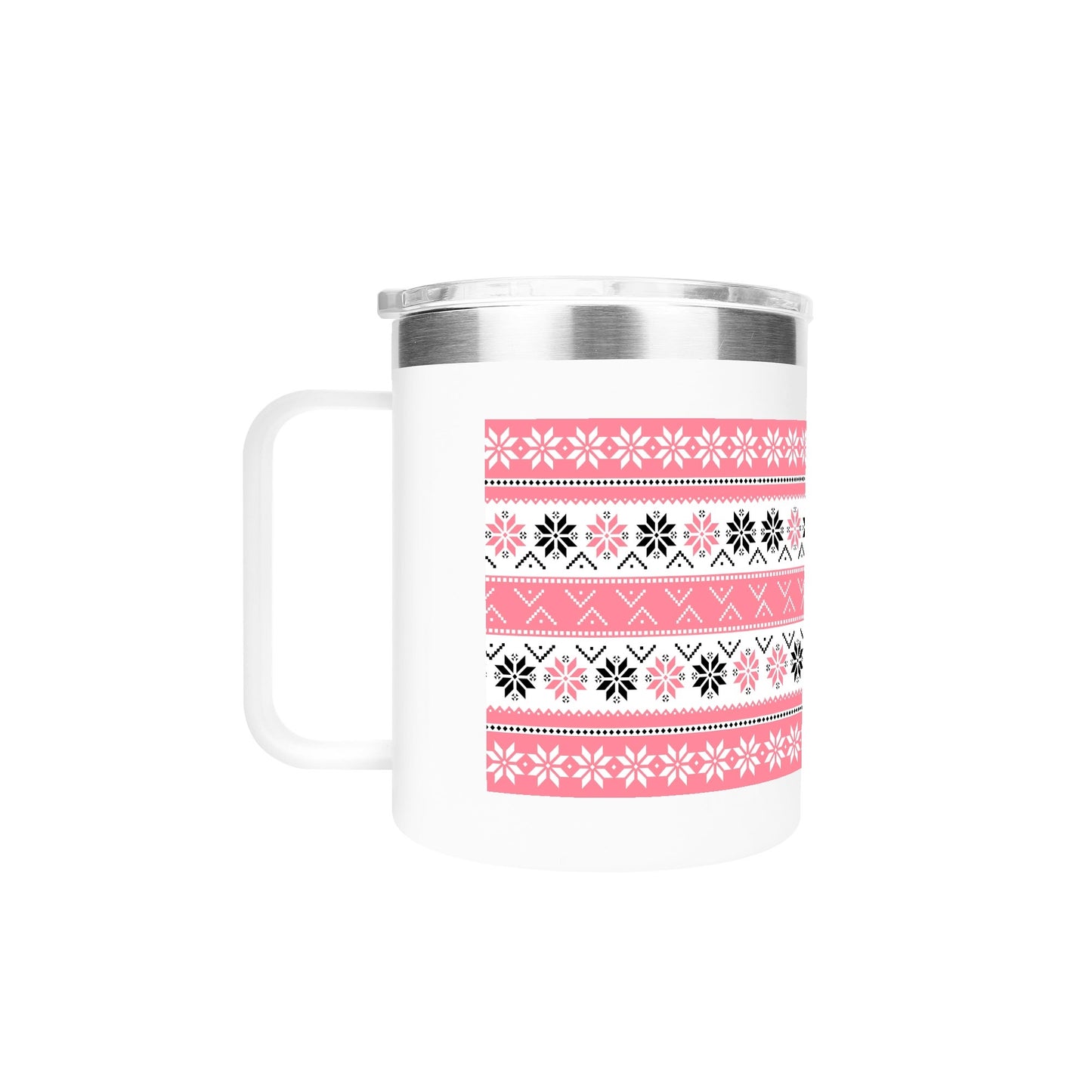 Ugly Sweater Motif – 12oz Stainless Steel Coffee Mug with Lid