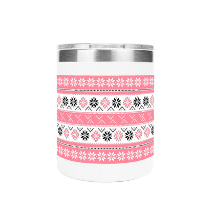 Ugly Sweater Motif – 12oz Stainless Steel Coffee Mug with Lid