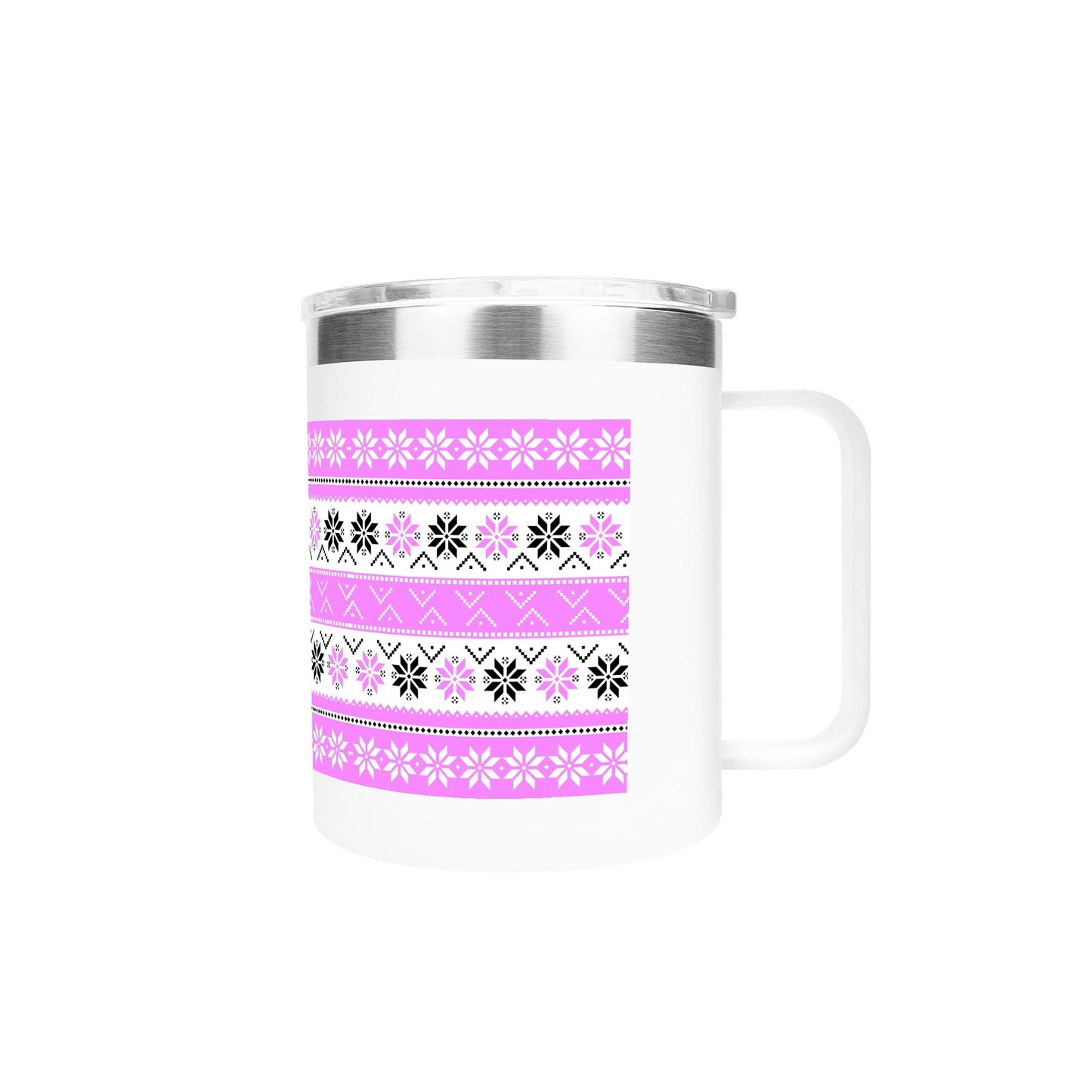 Ugly Sweater Motif – 12oz Stainless Steel Coffee Mug with Lid