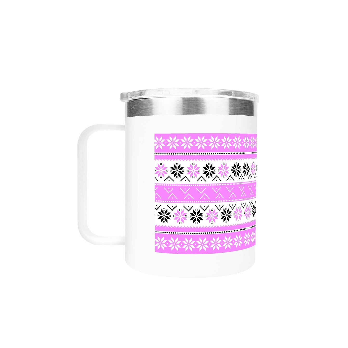 Ugly Sweater Motif – 12oz Stainless Steel Coffee Mug with Lid