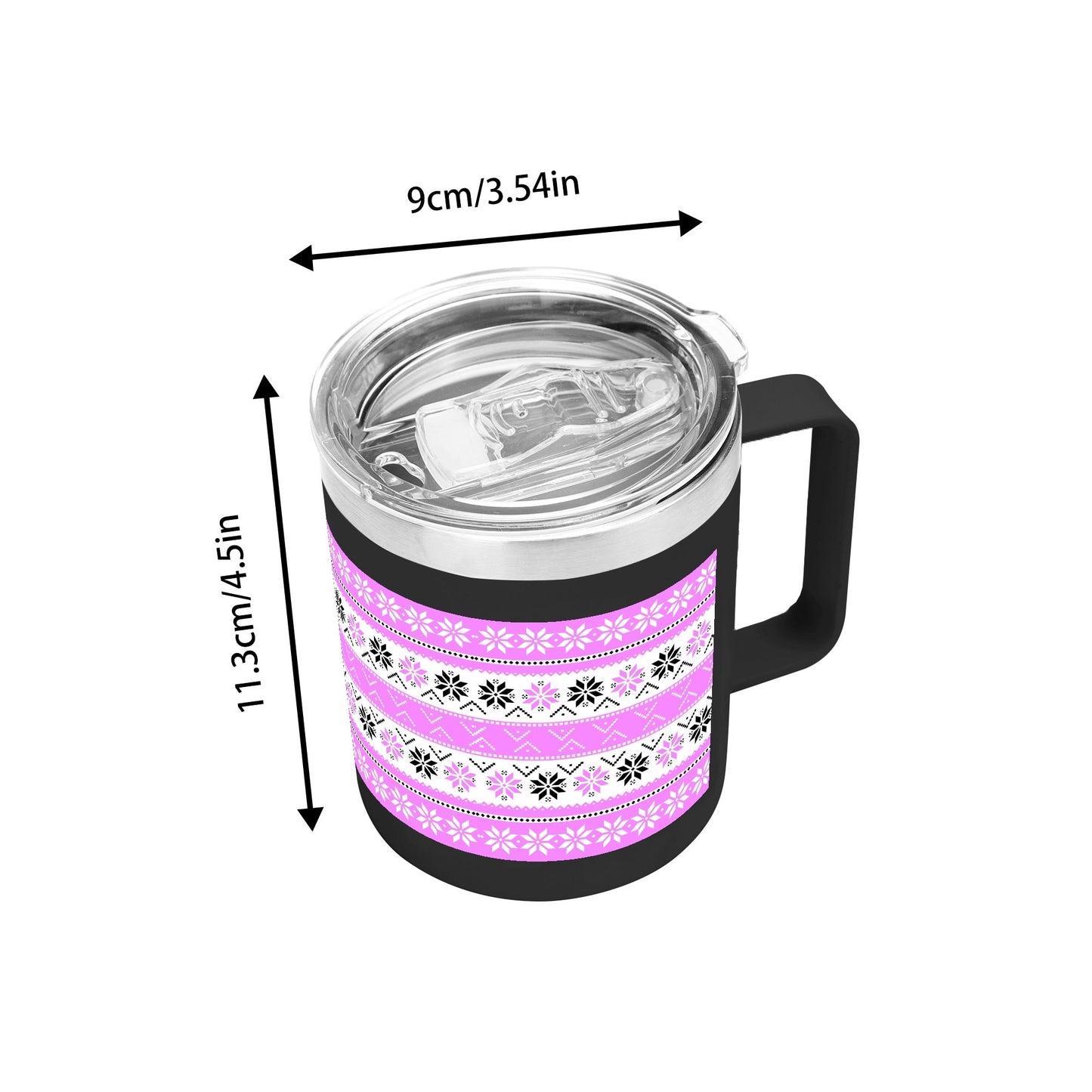 Ugly Sweater Motif – 12oz Stainless Steel Coffee Mug with Lid