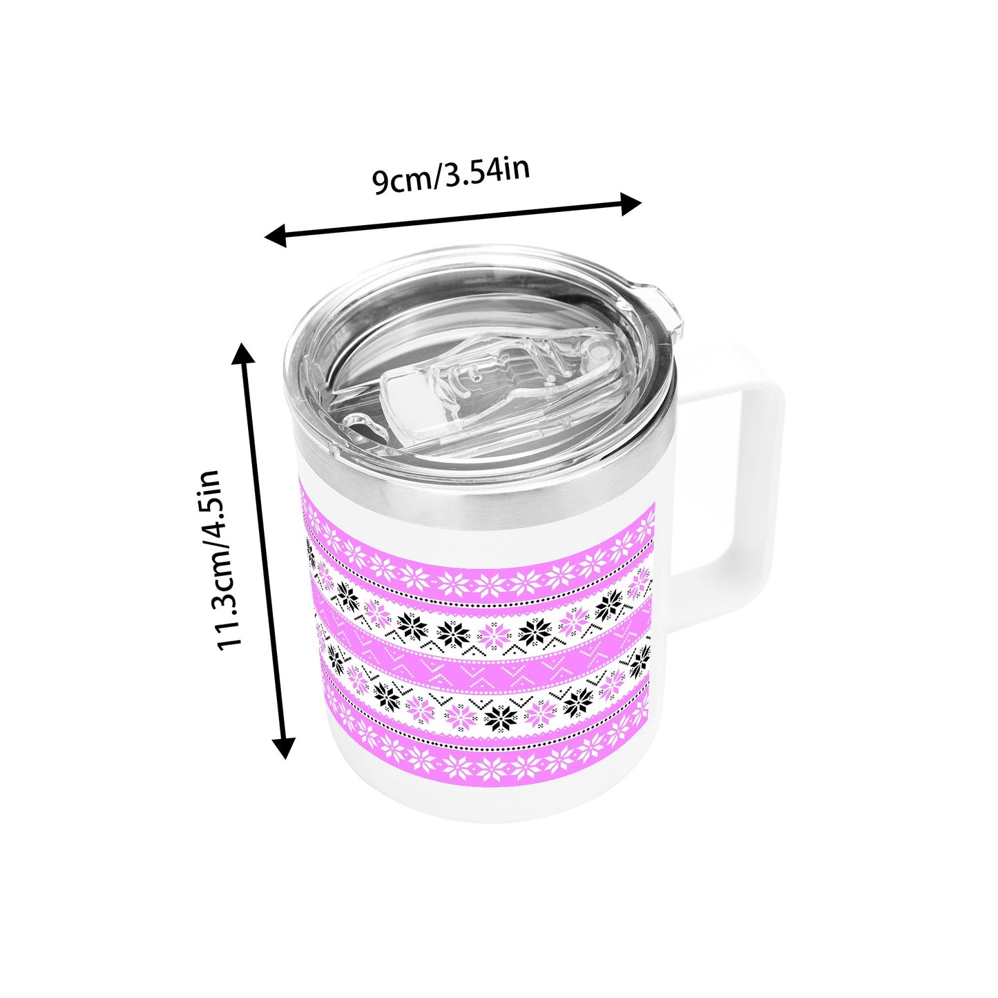 Ugly Sweater Motif – 12oz Stainless Steel Coffee Mug with Lid