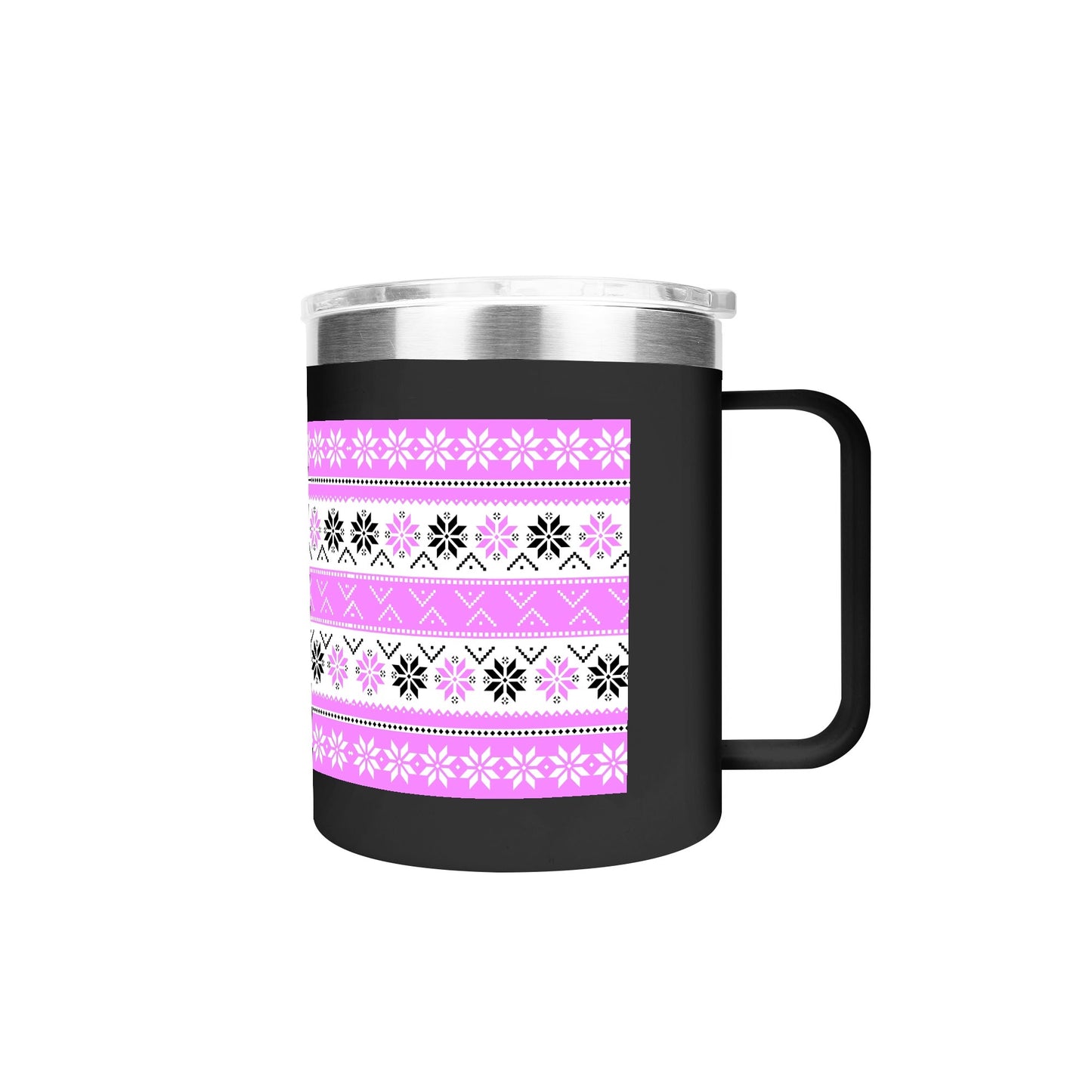 Ugly Sweater Motif – 12oz Stainless Steel Coffee Mug with Lid