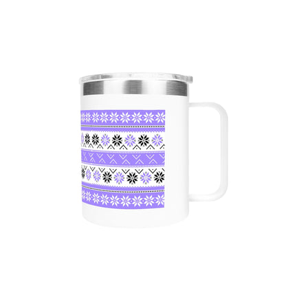 Ugly Sweater Motif – 12oz Stainless Steel Coffee Mug with Lid