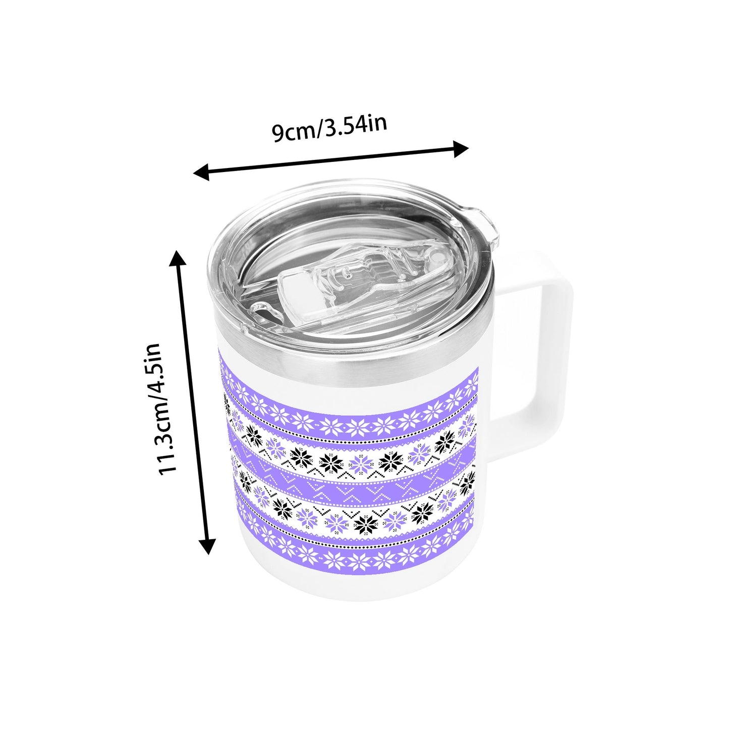 Ugly Sweater Motif – 12oz Stainless Steel Coffee Mug with Lid