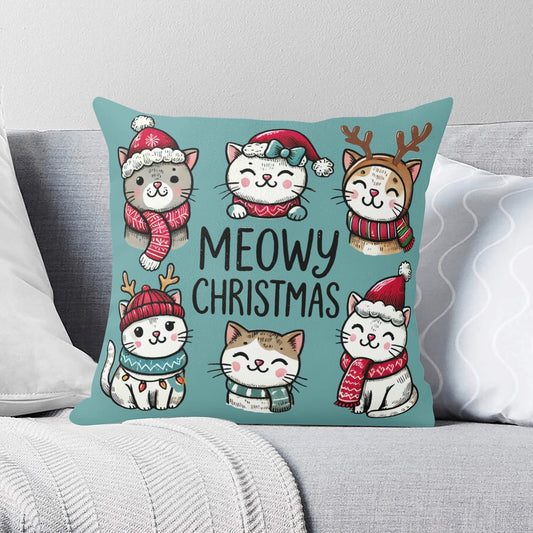 Meowy Christmas - 18x18 Fun Cat Soft Fleece Pillow Case