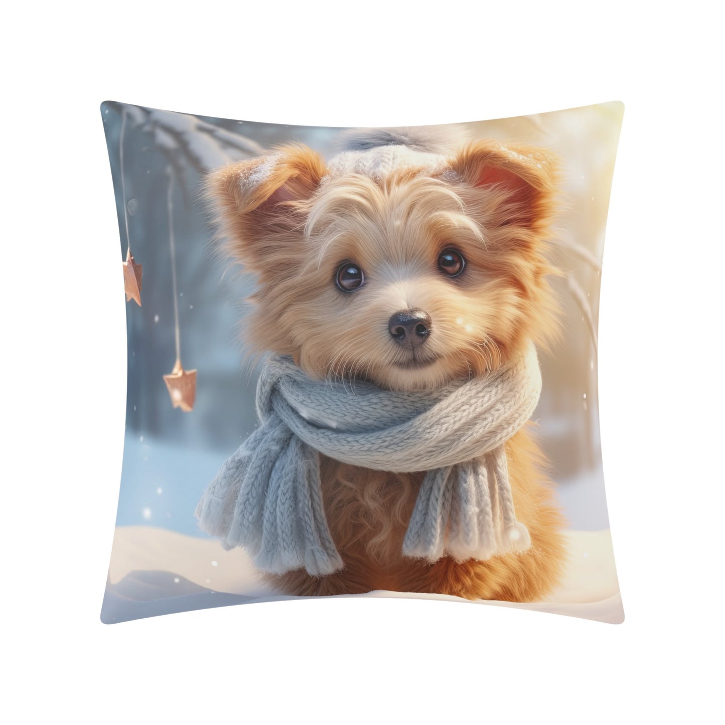 Whimsical Snowman and Dog Pillow Cover – Cozy Winter Décor (18x18 In)