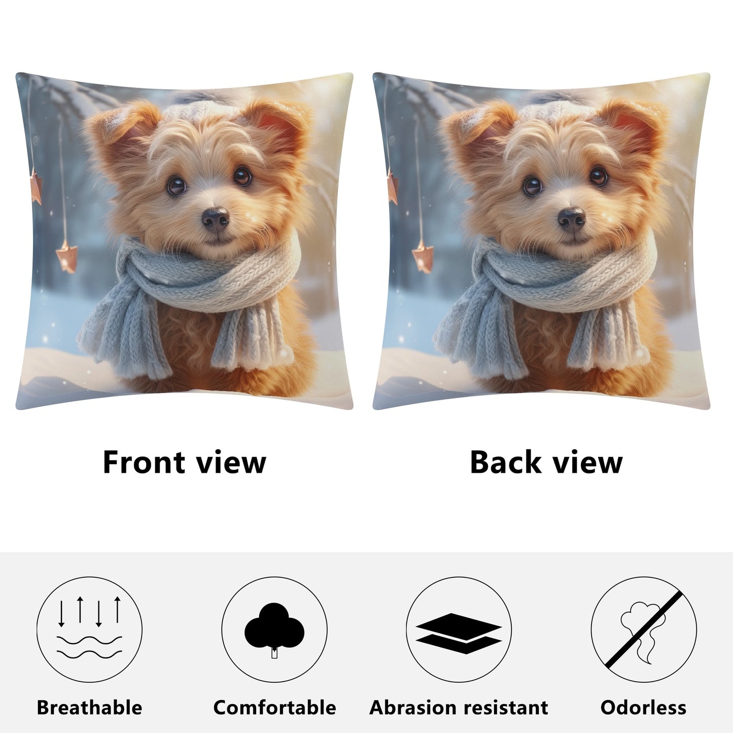 Whimsical Snowman and Dog Pillow Cover – Cozy Winter Décor (18x18 In)