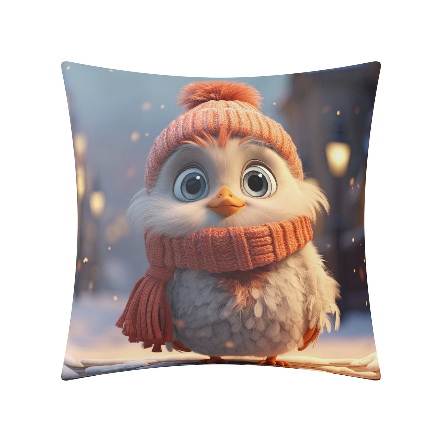 Whimsical Snowman and Dog Pillow Cover – Cozy Winter Décor (18x18 In)