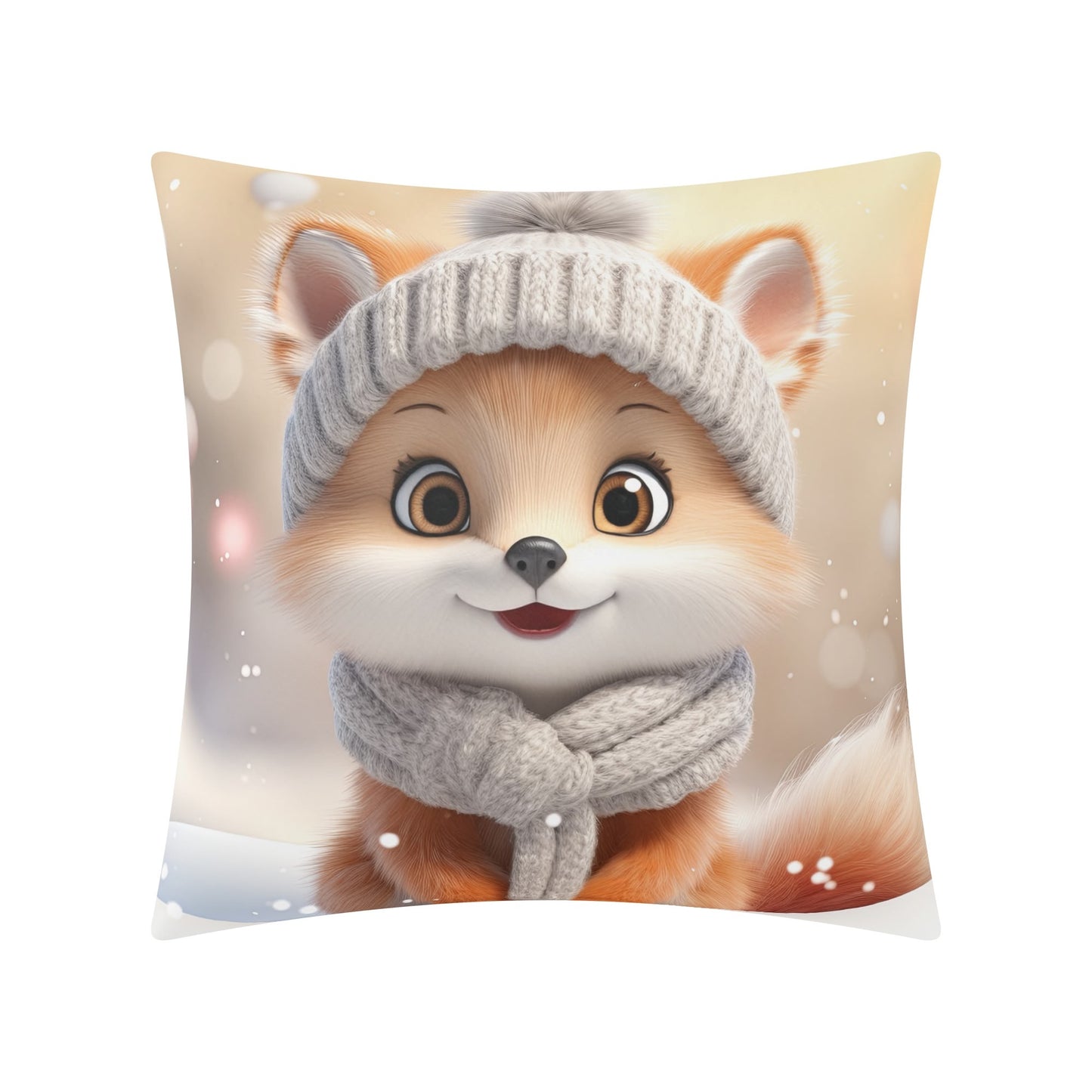 Whimsical Snowman and Dog Pillow Cover – Cozy Winter Décor (18x18 In)