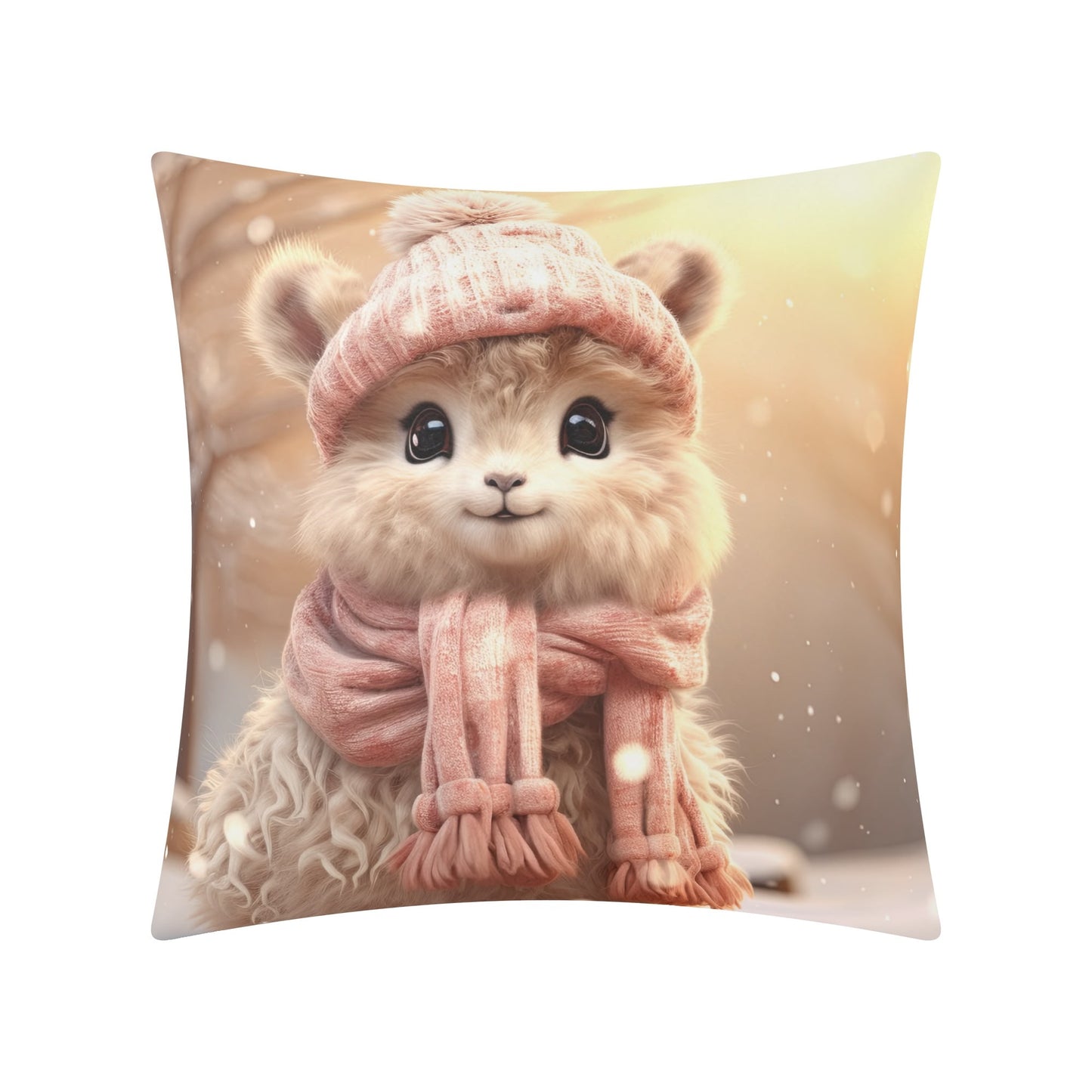 Whimsical Snowman and Dog Pillow Cover – Cozy Winter Décor (18x18 In)