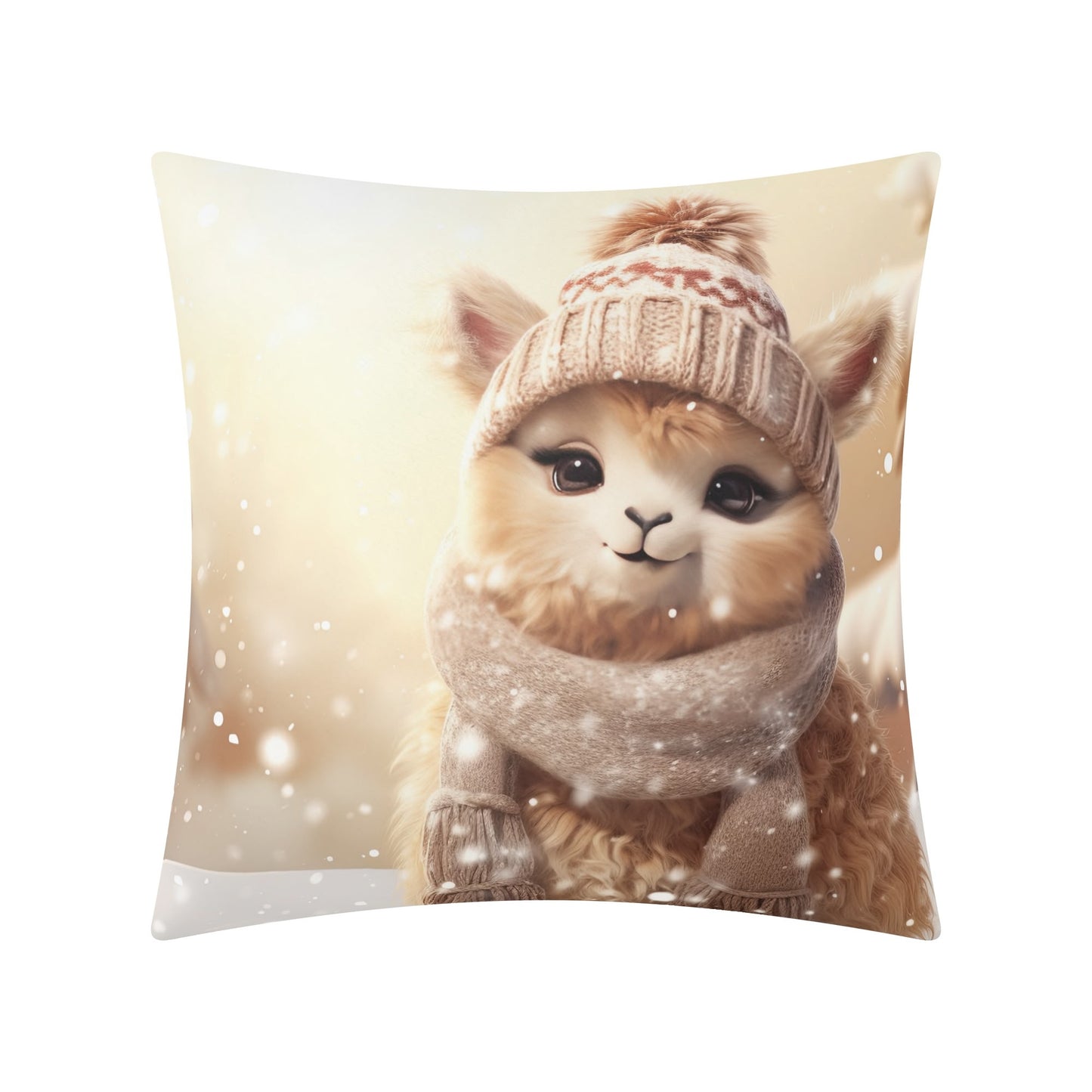 Whimsical Snowman and Dog Pillow Cover – Cozy Winter Décor (18x18 In)