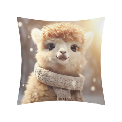 Whimsical Snowman and Dog Pillow Cover – Cozy Winter Décor (18x18 In)