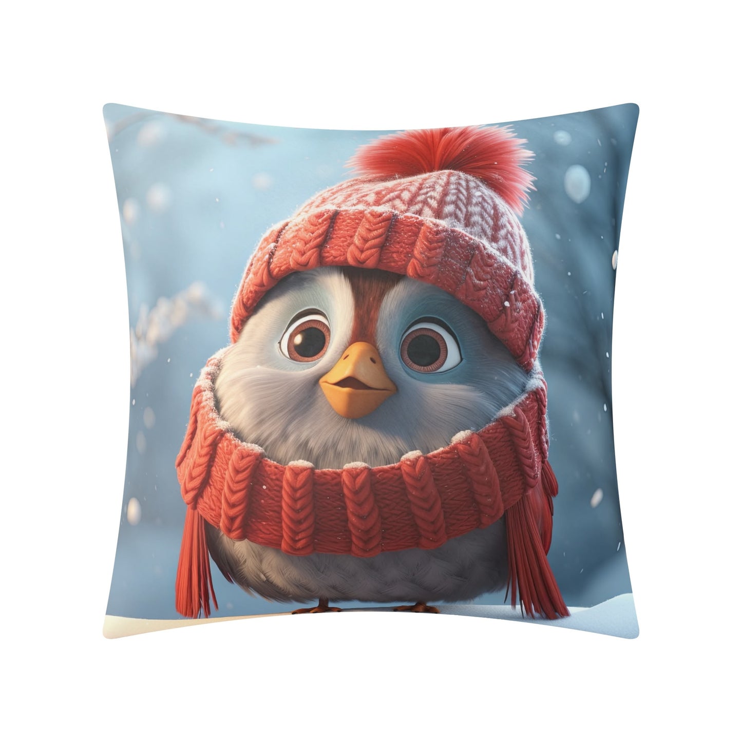 Whimsical Snowman and Dog Pillow Cover – Cozy Winter Décor (18x18 In)