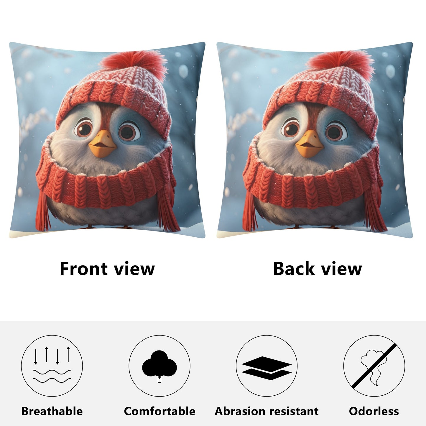 Whimsical Snowman and Dog Pillow Cover – Cozy Winter Décor (18x18 In)