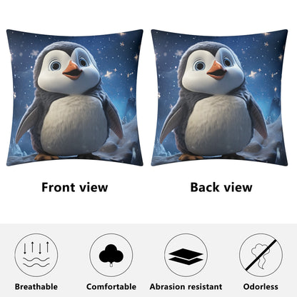 Whimsical Snowman and Dog Pillow Cover – Cozy Winter Décor (18x18 In)