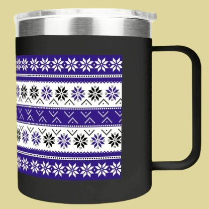 Ugly Sweater Motif – 12oz Stainless Steel Coffee Mug with Lid