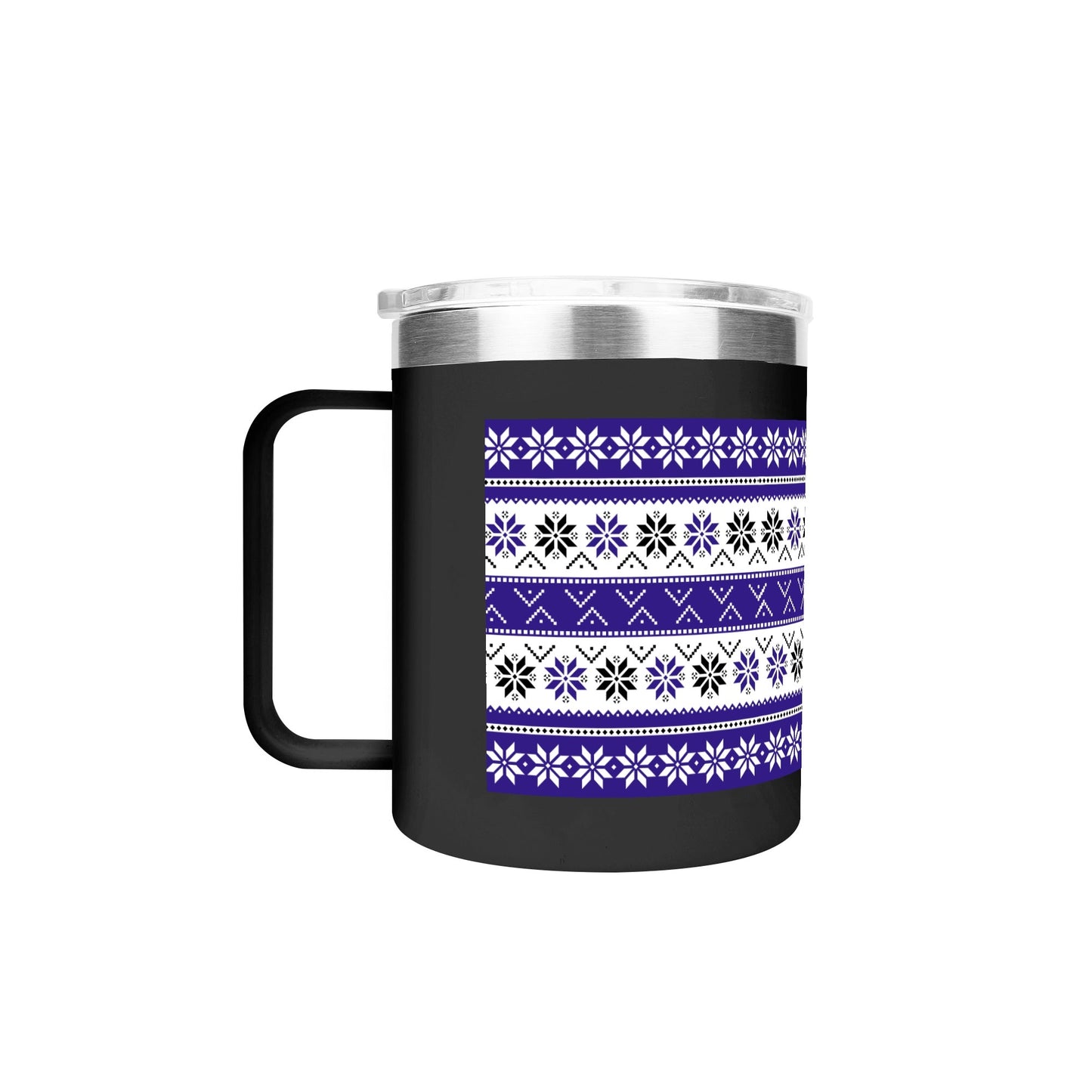 Ugly Sweater Motif – 12oz Stainless Steel Coffee Mug with Lid