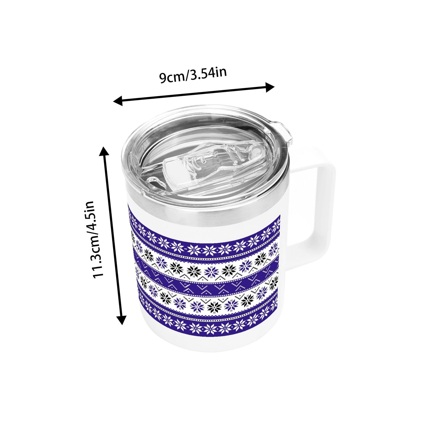 Ugly Sweater Motif – 12oz Stainless Steel Coffee Mug with Lid