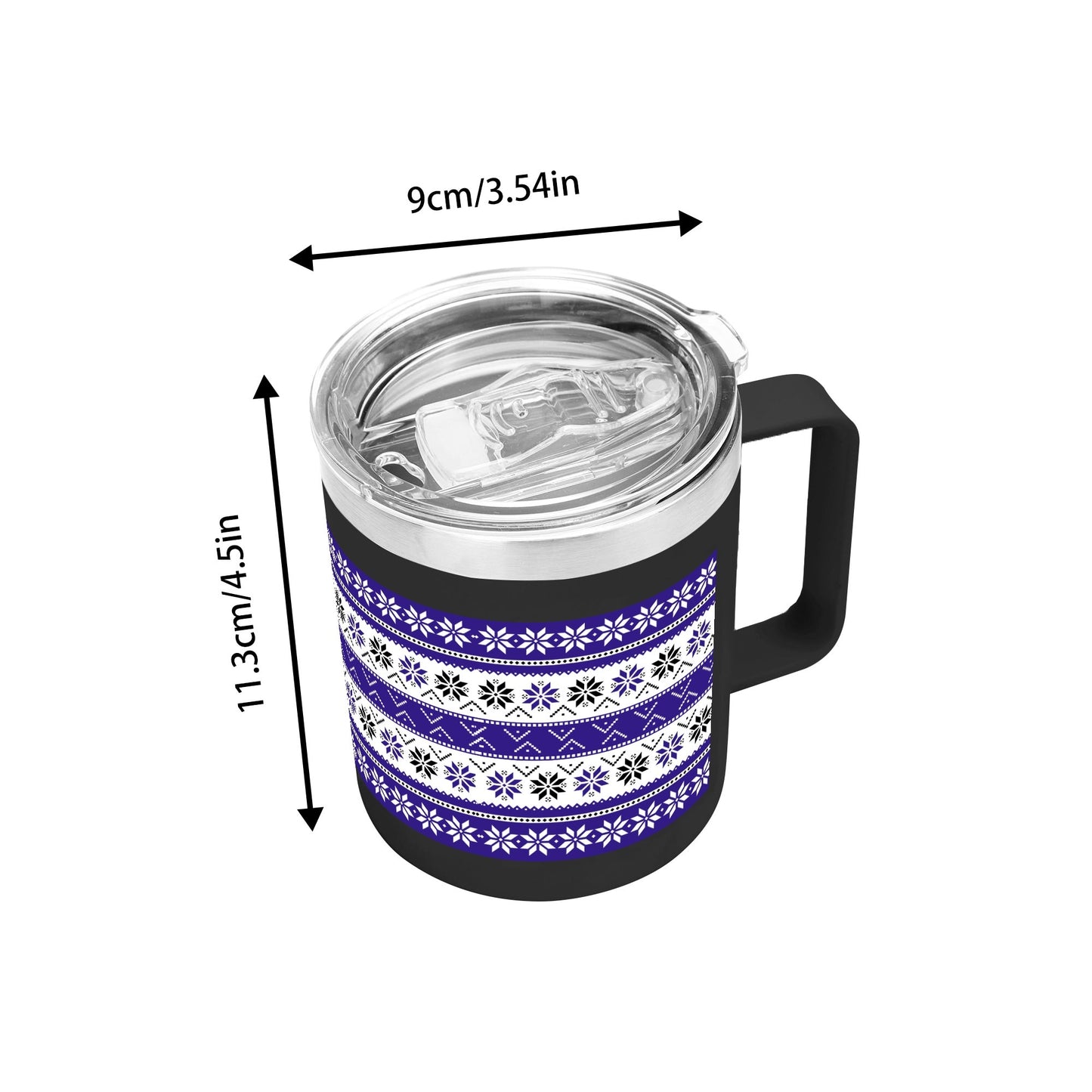 Ugly Sweater Motif – 12oz Stainless Steel Coffee Mug with Lid