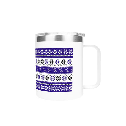 Ugly Sweater Motif – 12oz Stainless Steel Coffee Mug with Lid