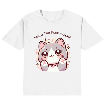 Seize The Meow-ment - Kids 100% Cotton Funny Cat T-Shirt