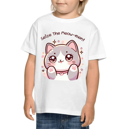 Seize The Meow-ment - Kids 100% Cotton Funny Cat T-Shirt