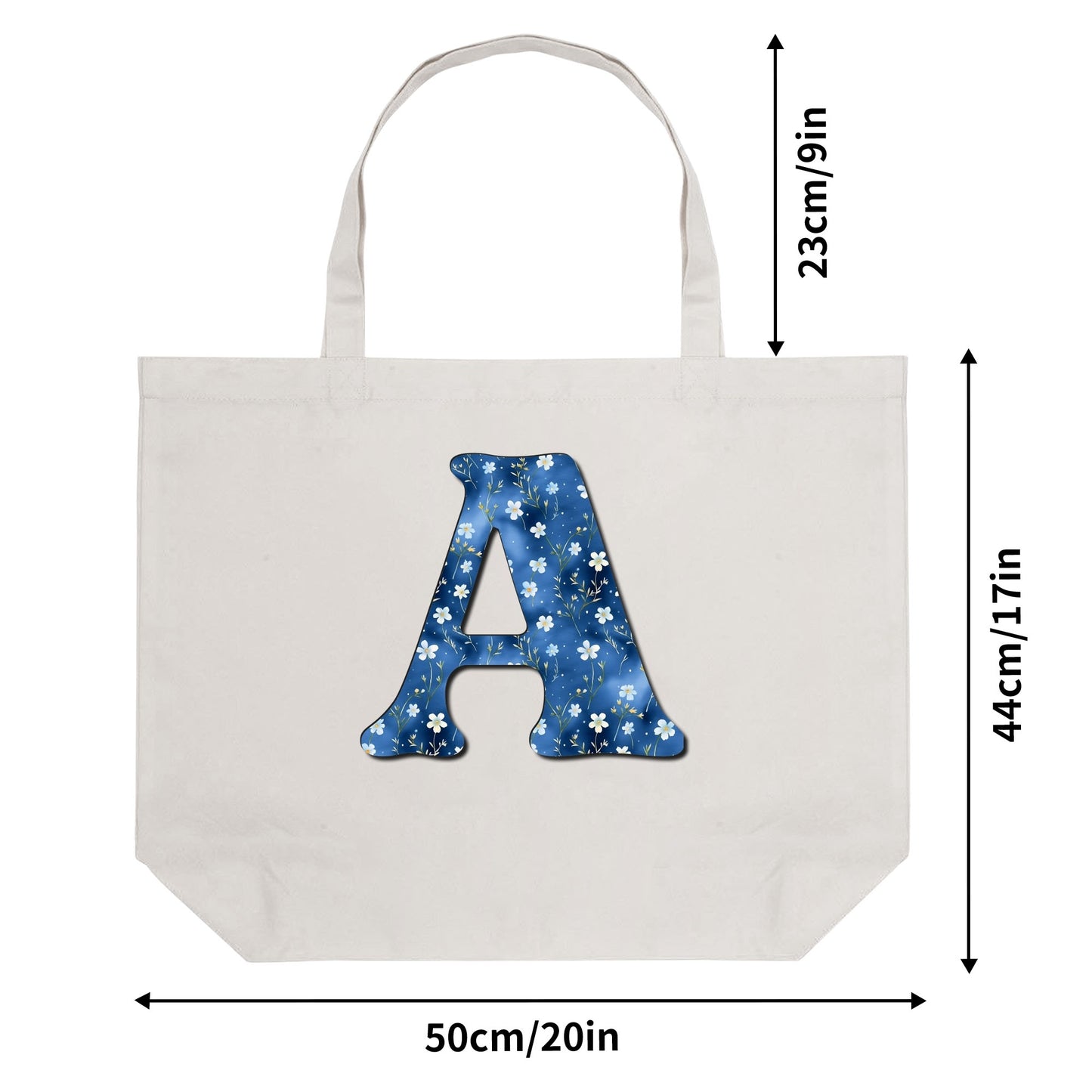 A - Monogrammed 100% Cotton Tote Bag - Eco-Friendly