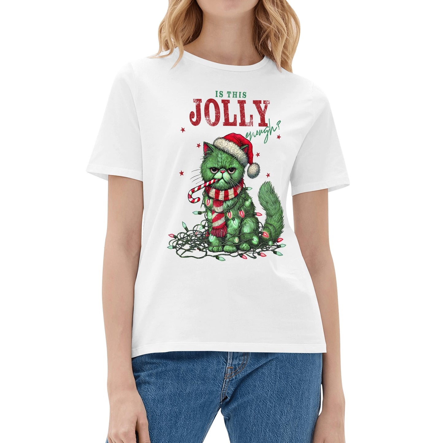 Is This Jolly Enough - Womens Super Soft 100% Cotton T-Shirt - Funny Christmas Tee!