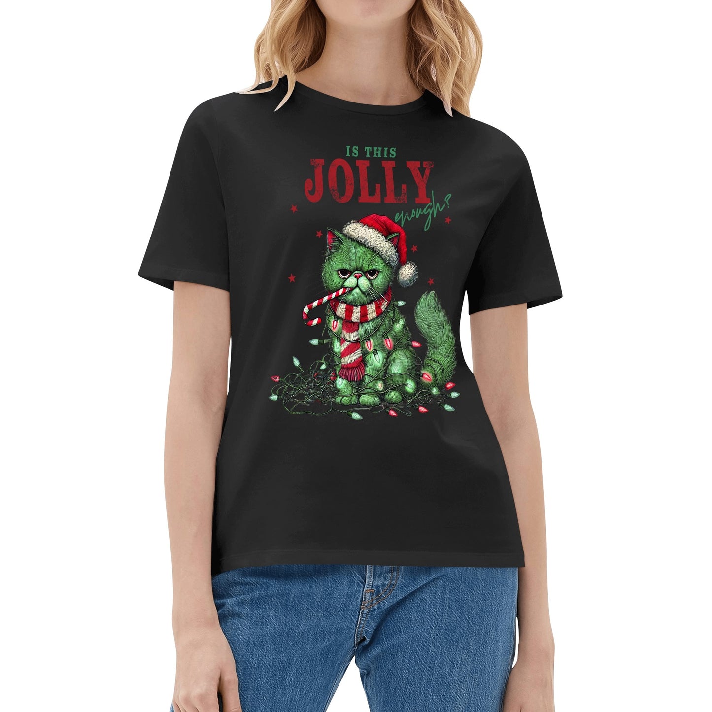 Is This Jolly Enough - Womens Super Soft 100% Cotton T-Shirt - Funny Christmas Tee!