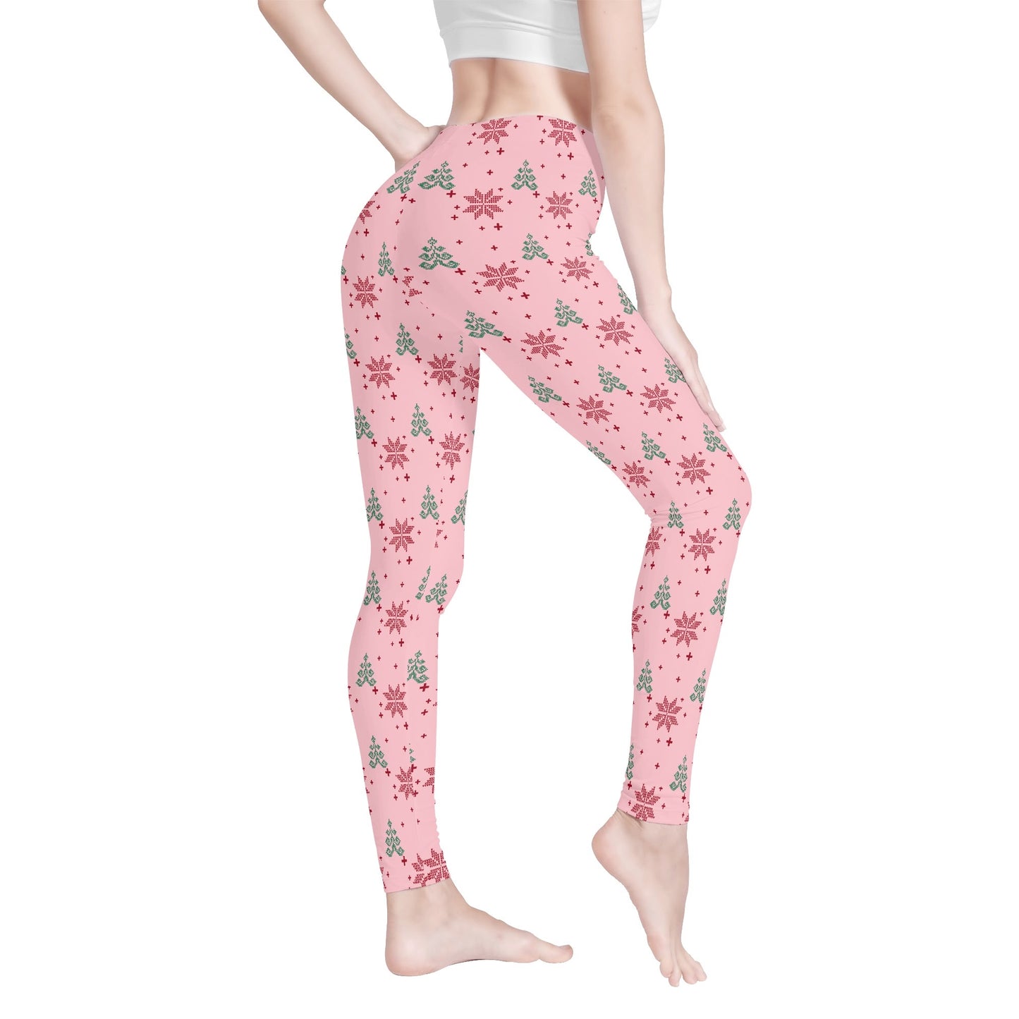 Poinsettia & Christmas Tree - Womens Soft Leggings