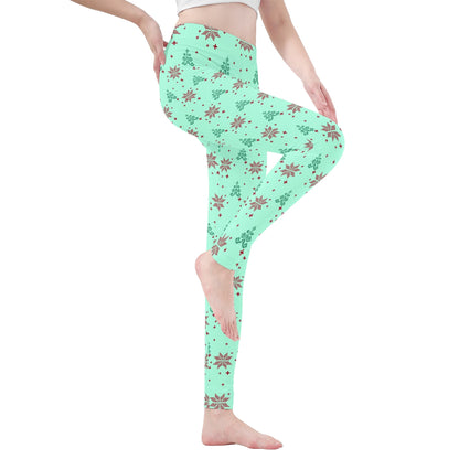 Poinsettia & Christmas Tree - Womens Soft Leggings