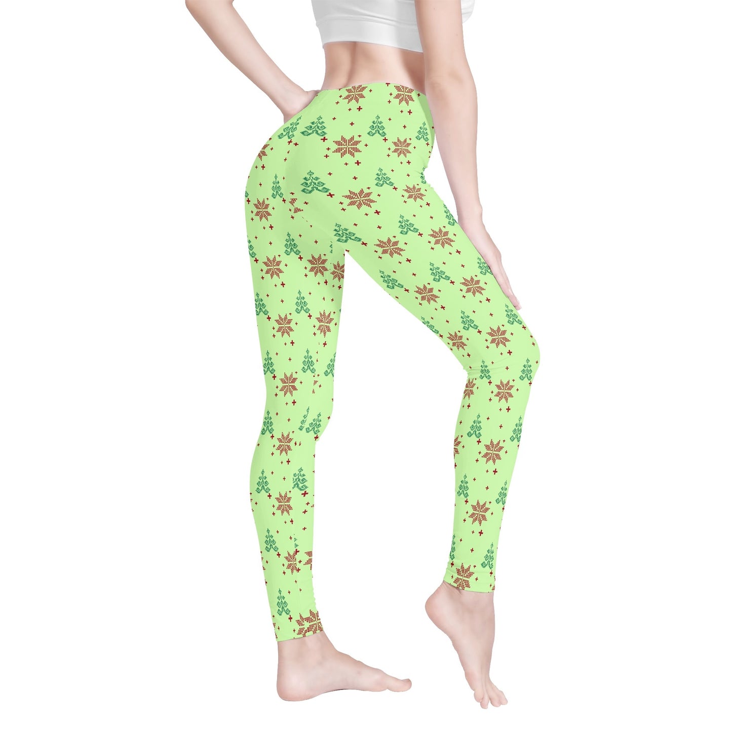 Poinsettia & Christmas Tree - Womens Soft Leggings