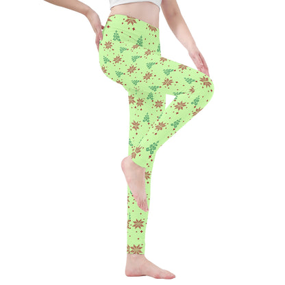 Poinsettia & Christmas Tree - Womens Soft Leggings