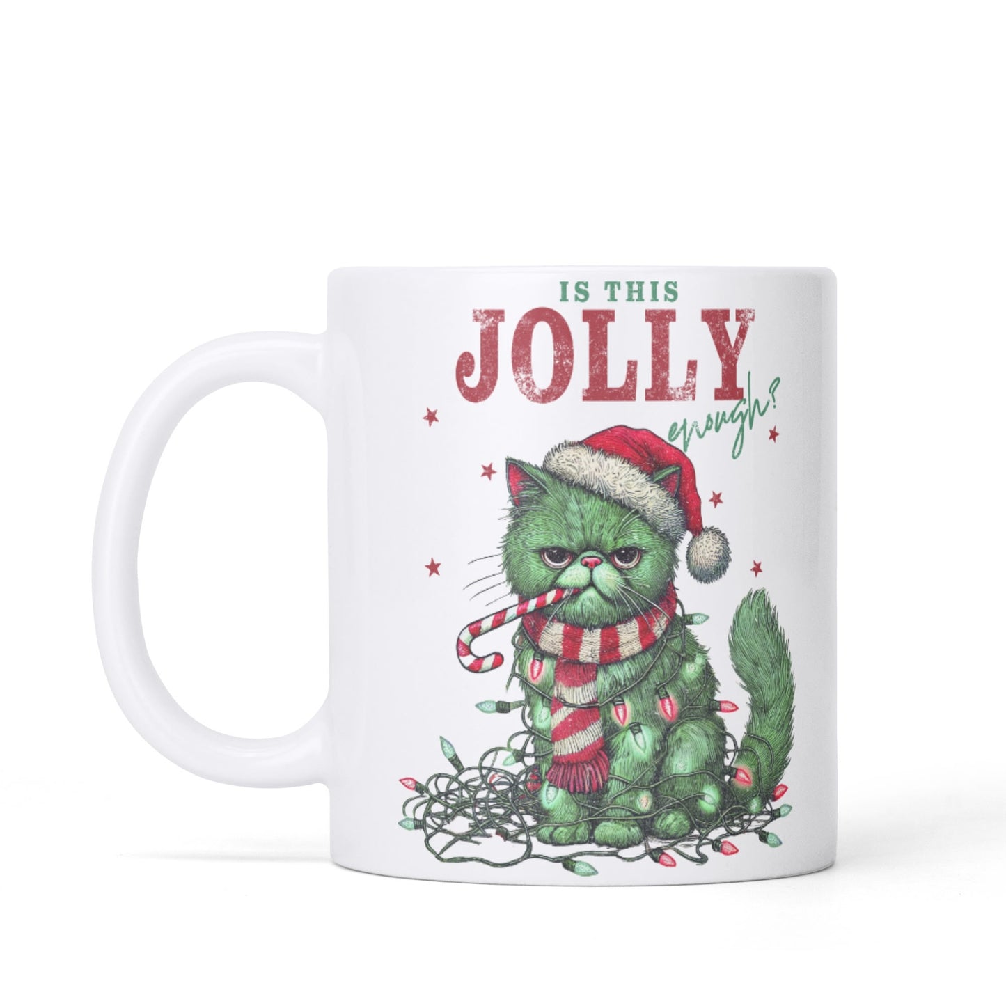 Is This Jolly Enough - White Glossy Ceramic Christmas Mug - 11 oz