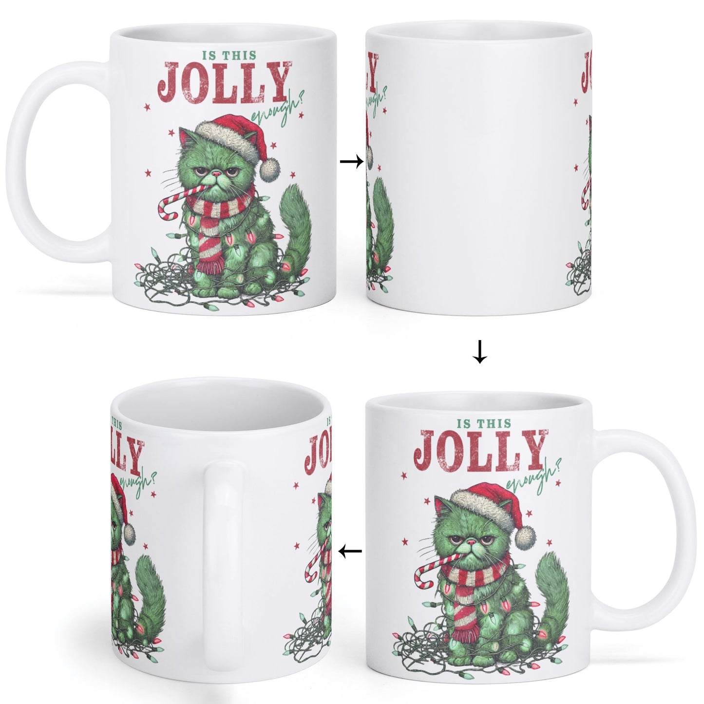 Is This Jolly Enough - White Glossy Ceramic Christmas Mug - 11 oz