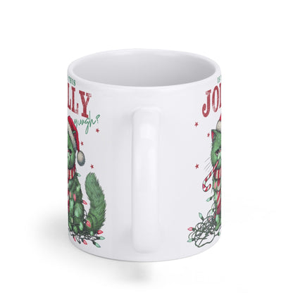 Is This Jolly Enough - White Glossy Ceramic Christmas Mug - 11 oz