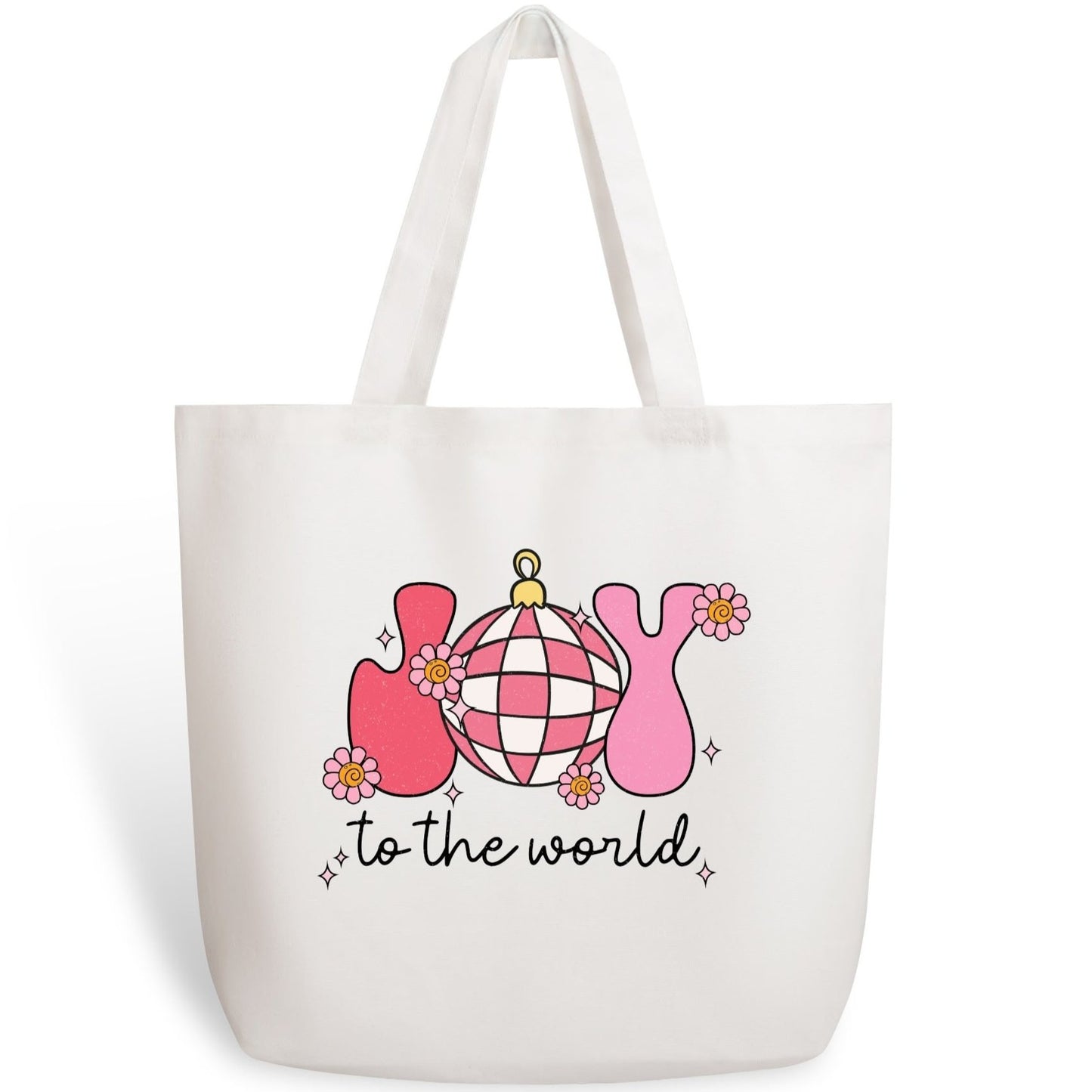 Retro Joy To The World - 100% Cotton Tote Bag (Single-sided Print)