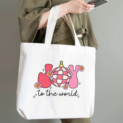 Retro Joy To The World - 100% Cotton Tote Bag (Single-sided Print)