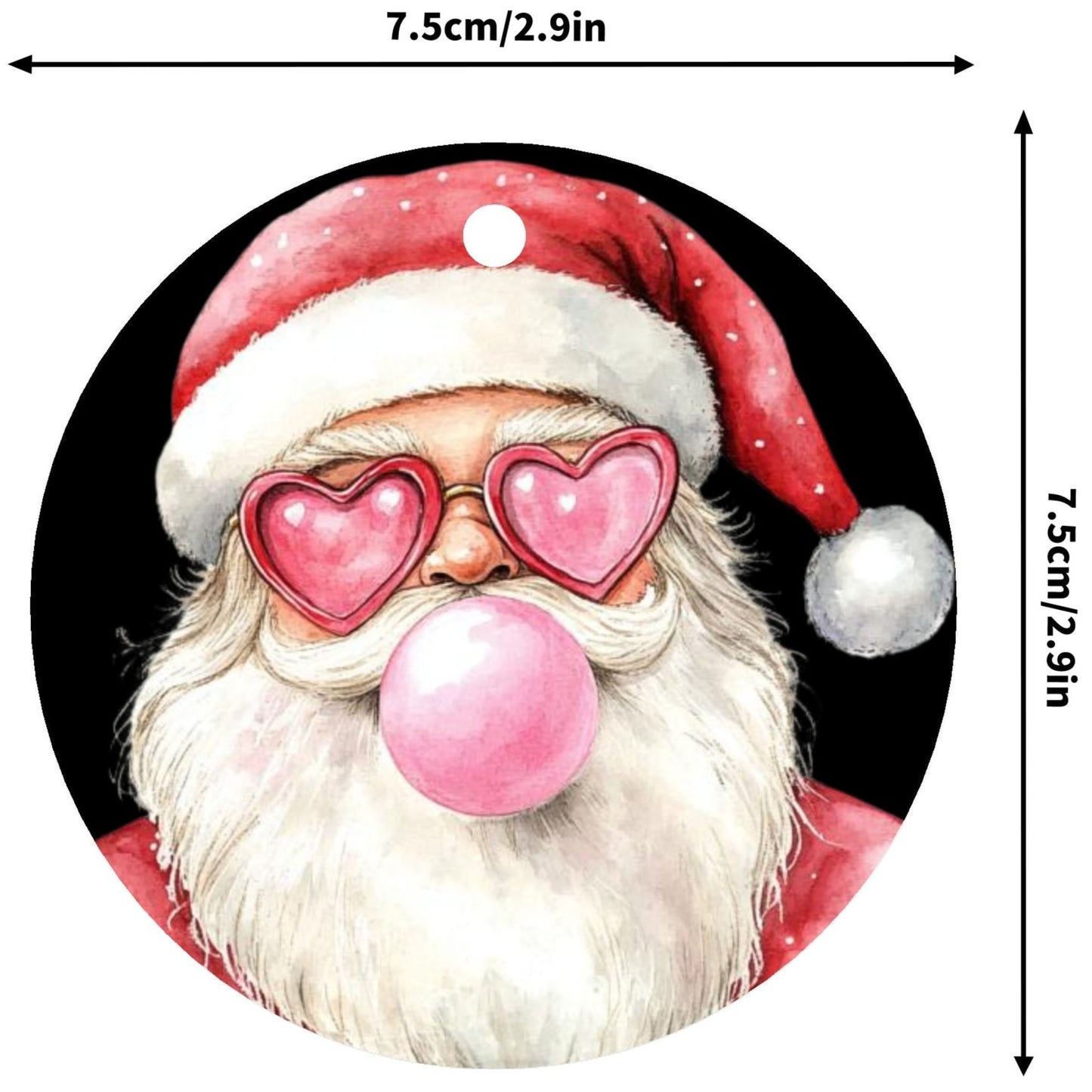 Cheeky Retro Santa - Round Ceramic Double-Sided Christmas Tree Ornament  (1pc & 6pcs)