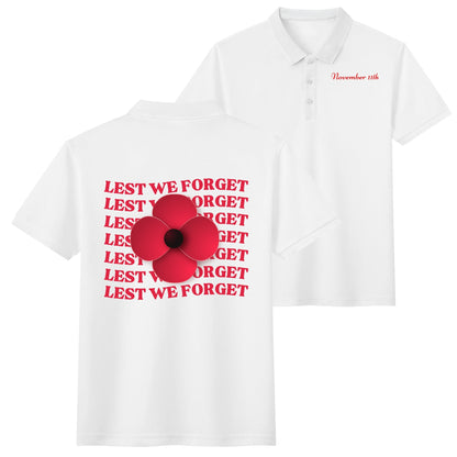 Lest We Forget Poppy - Unisex 100% Cotton Polo Shirt - November 11th (Double-Sided Printing)