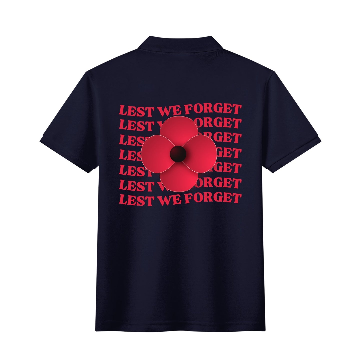 Lest We Forget Poppy - Unisex 100% Cotton Polo Shirt - November 11th (Double-Sided Printing)