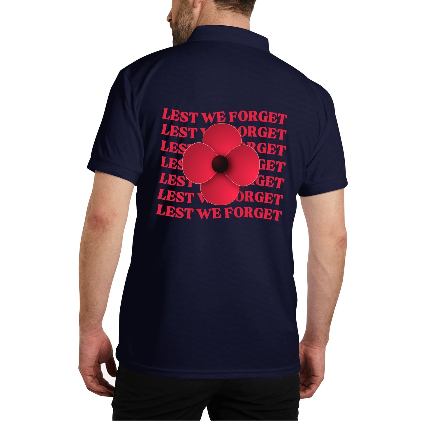 Lest We Forget Poppy - Unisex 100% Cotton Polo Shirt - November 11th (Double-Sided Printing)